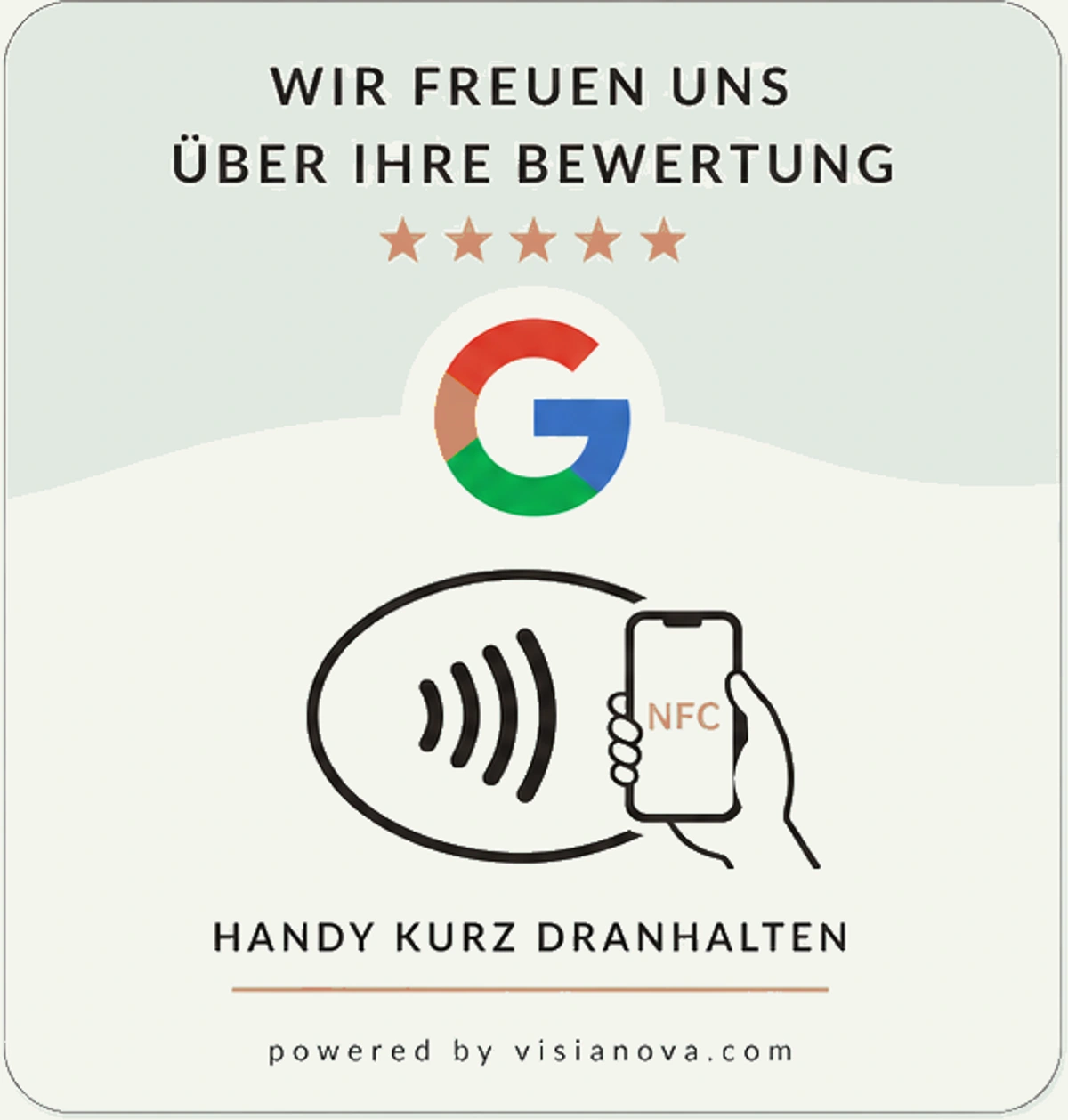 Original visianova NFC-Bewertungskarte in der neuen Farbpalette